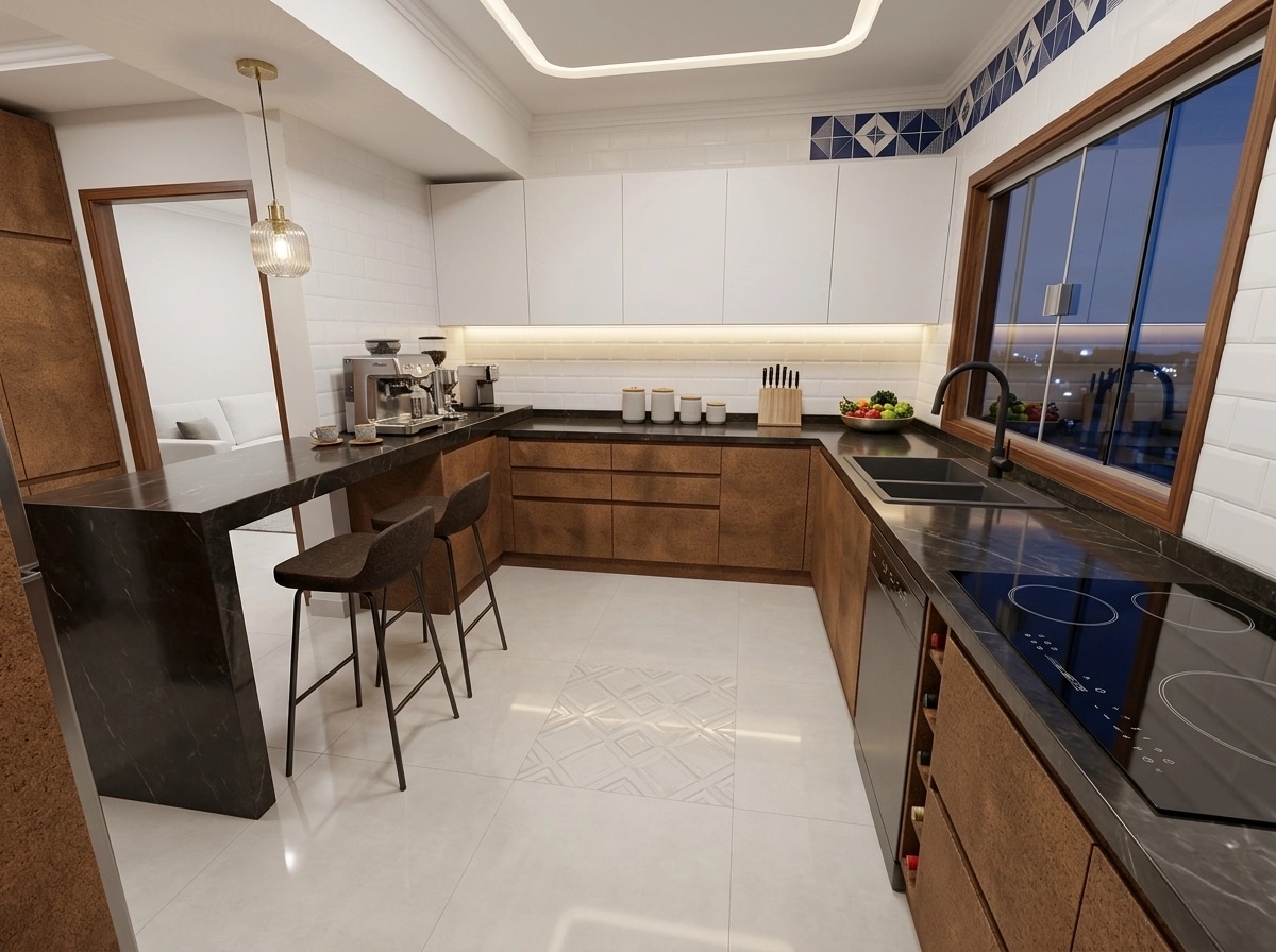Interior design in Portuguese Modern style — Kitchen by GenRoom AI