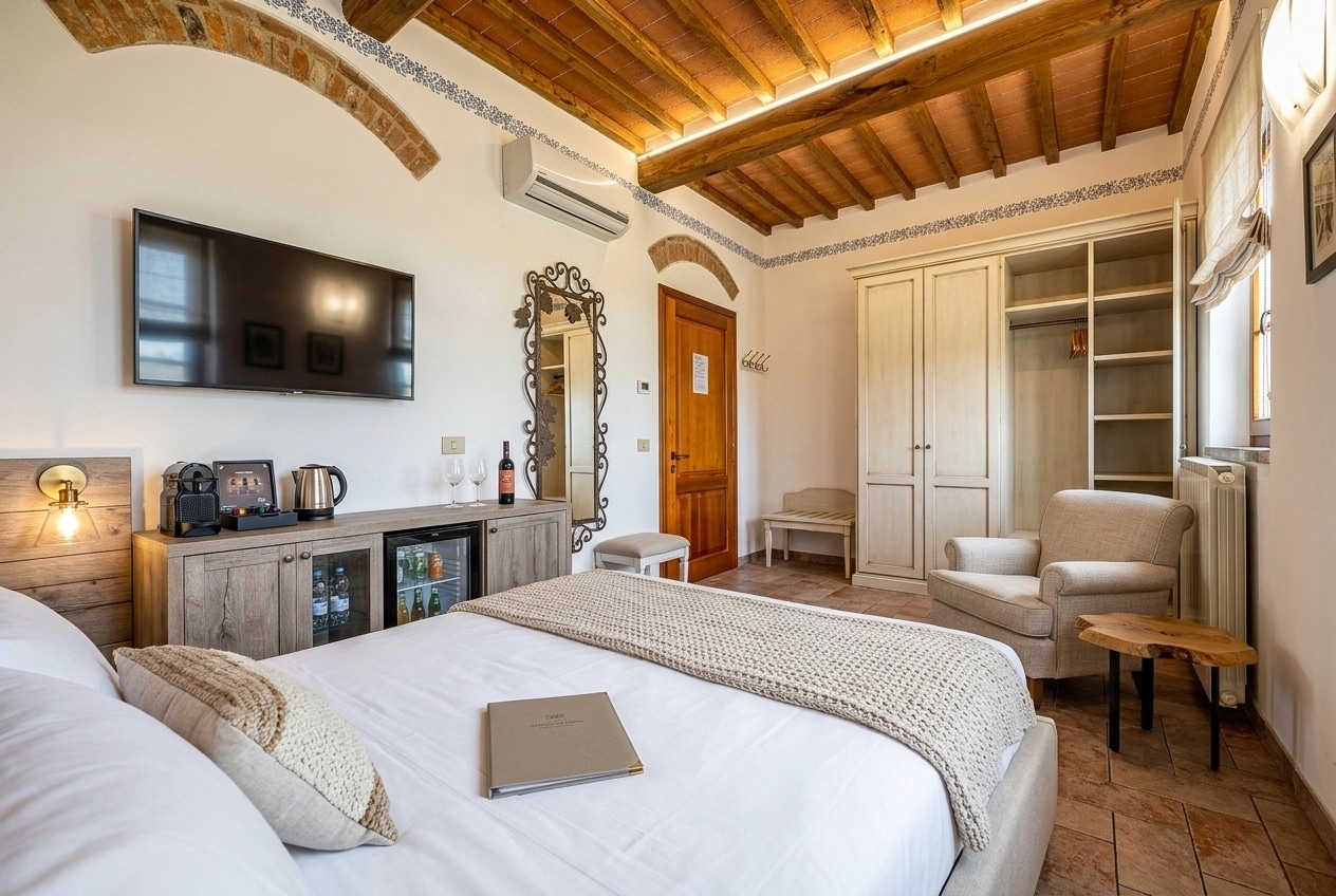 Interior design in Modern Farmhouse style — hotel_room by GenRoom AI