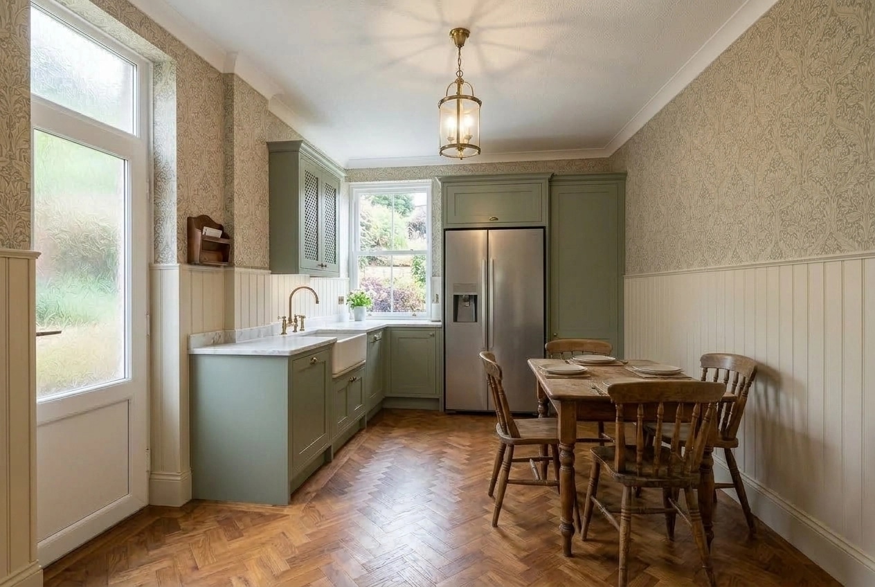Kitchen interior in British style — photo by GenRoom AI