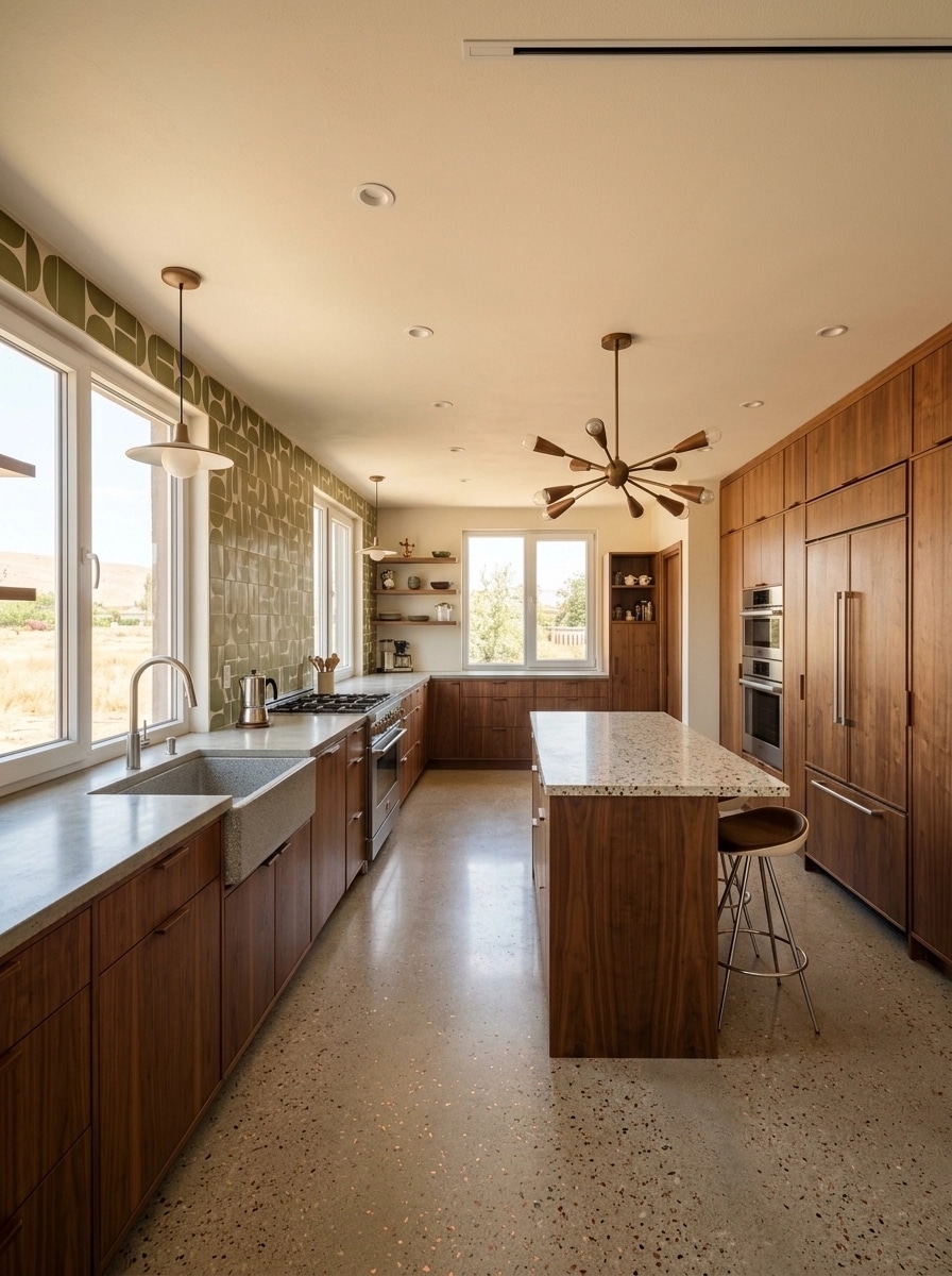Kitchen interior in Mid-Century Modern style — photo by GenRoom AI