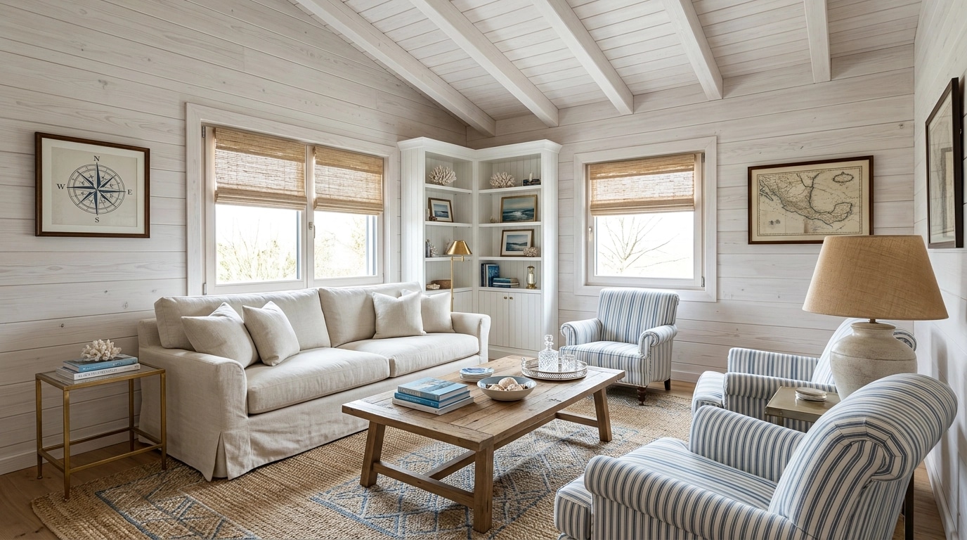Interior design in Coastal / Hamptons style — Living Room by GenRoom AI