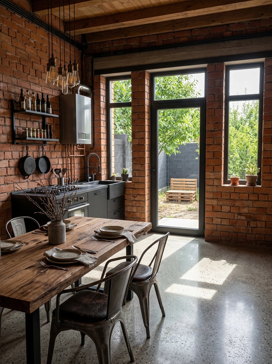 Interior design in Loft / Industrial style — dining_room by GenRoom AI