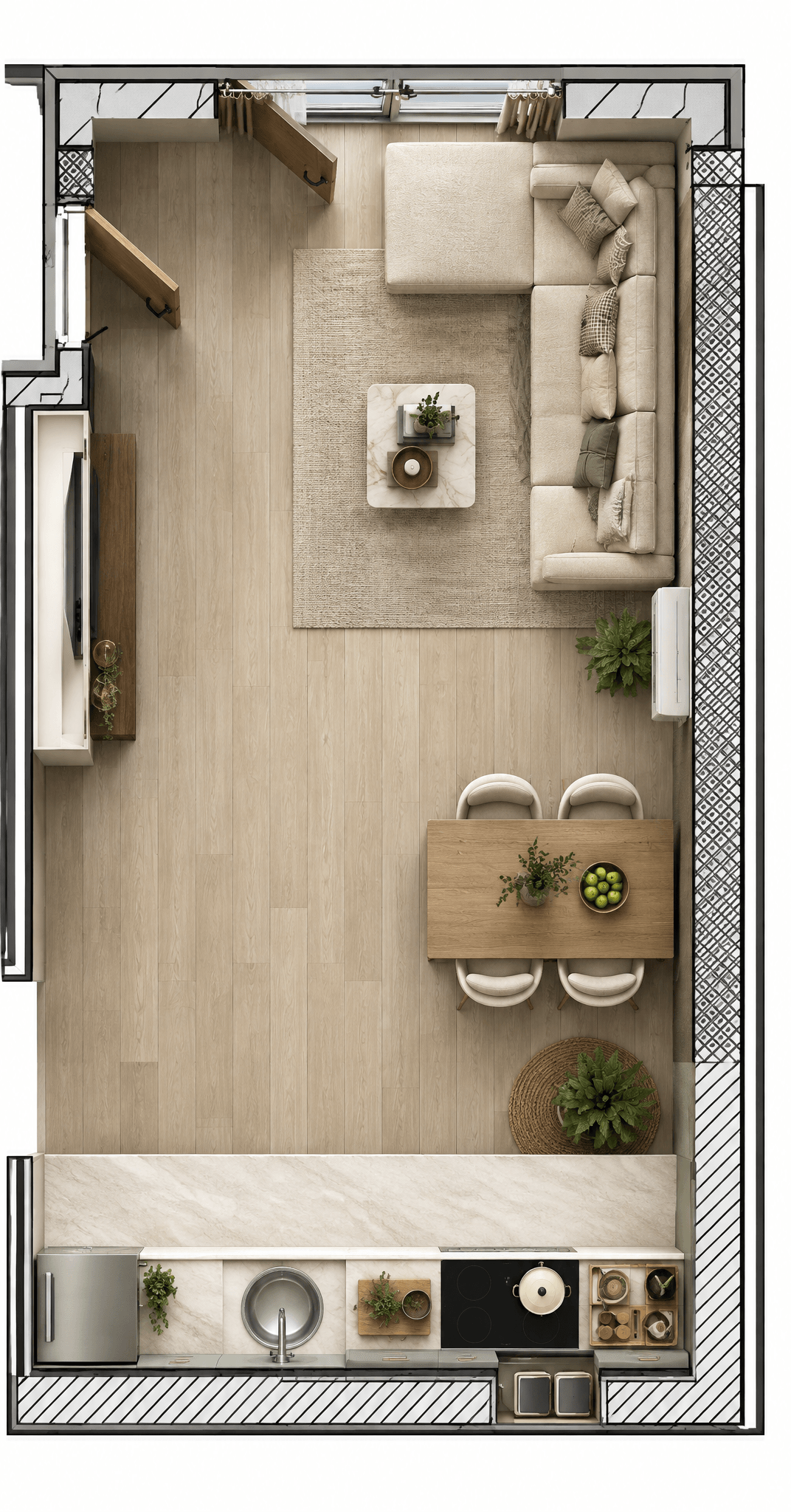 Transitional Living Room design — interior photo by GenRoom AI