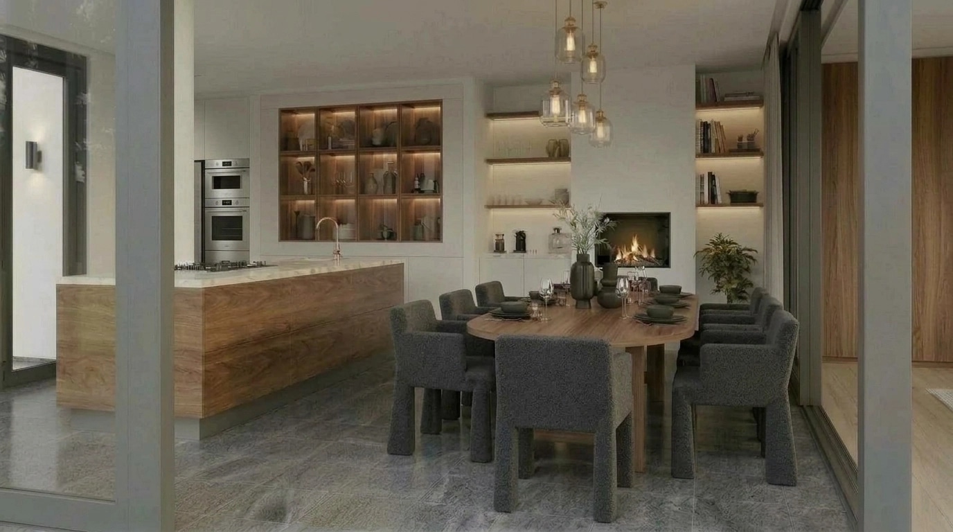 Interior design in Mid-Century Modern style — Kitchen by GenRoom AI