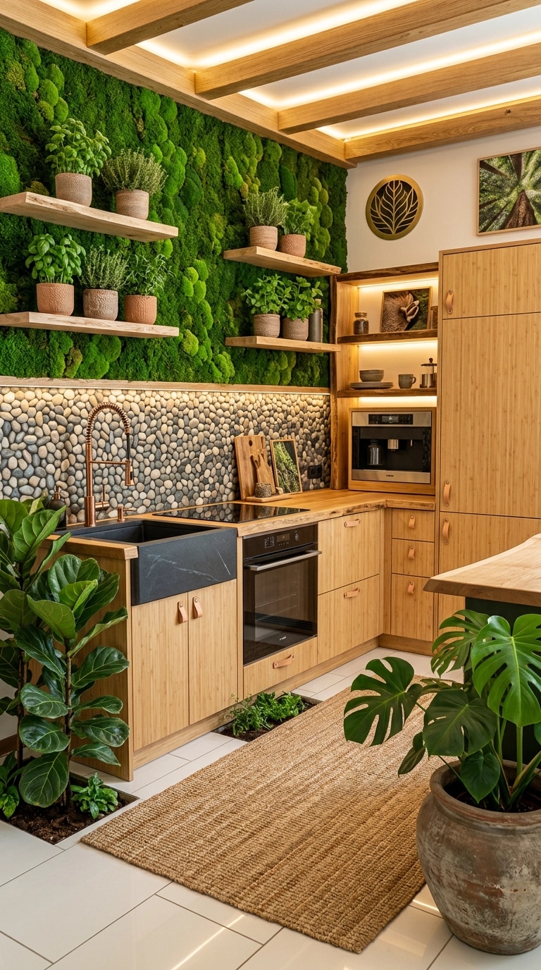 Kitchen interior in Biophilic style — photo by GenRoom AI