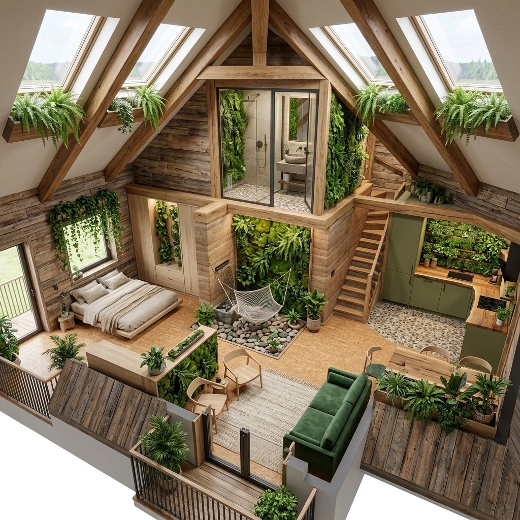 Interior design in Biophilic style — attic by GenRoom AI