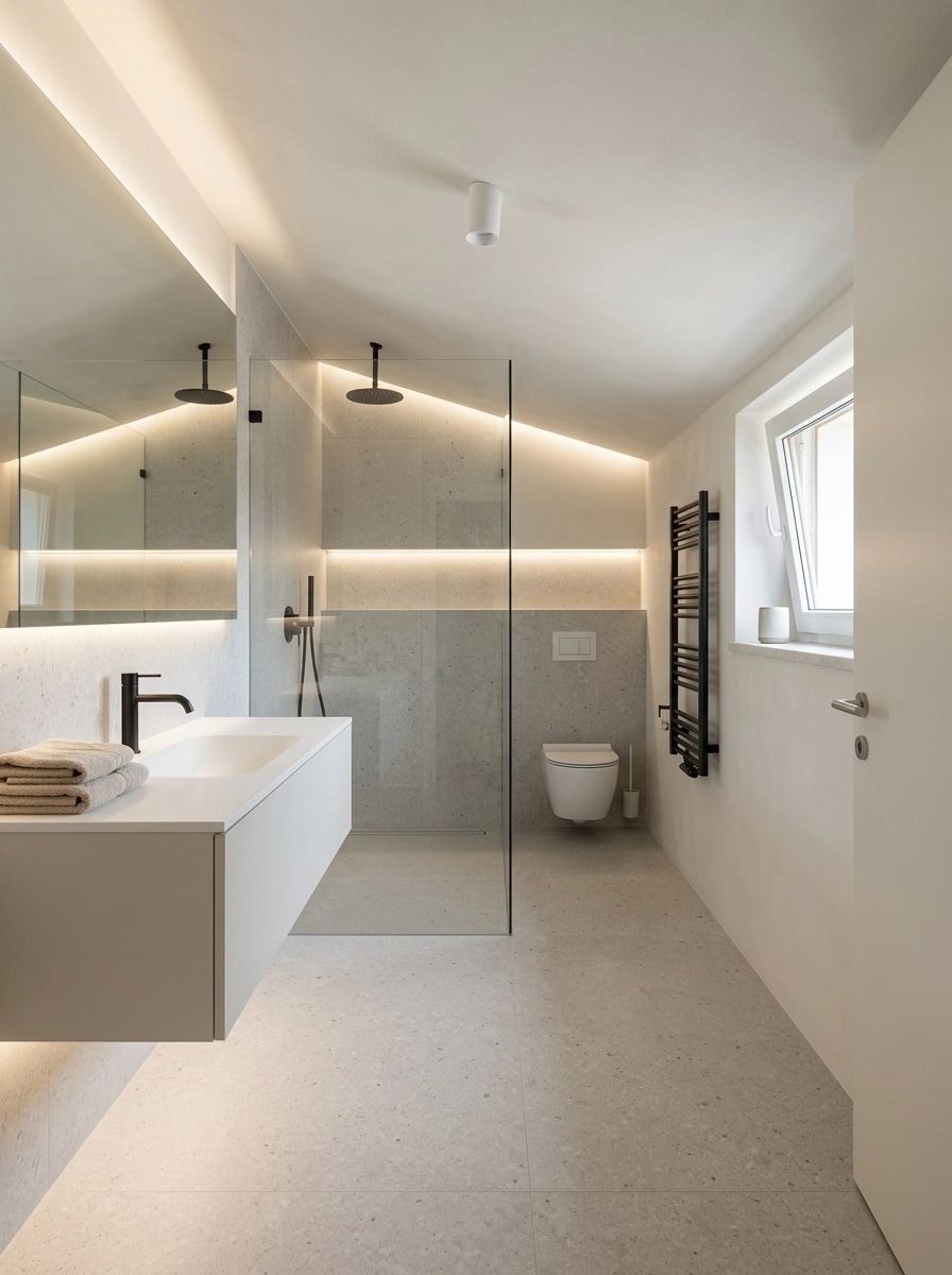 Bathroom interior in Minimalism style — photo by GenRoom AI