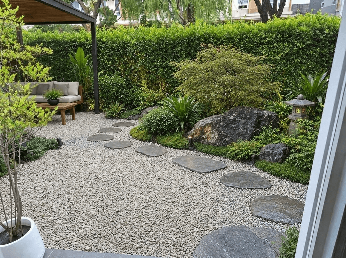 Landscape design in Japanese Garden style — Yard by GenRoom AI