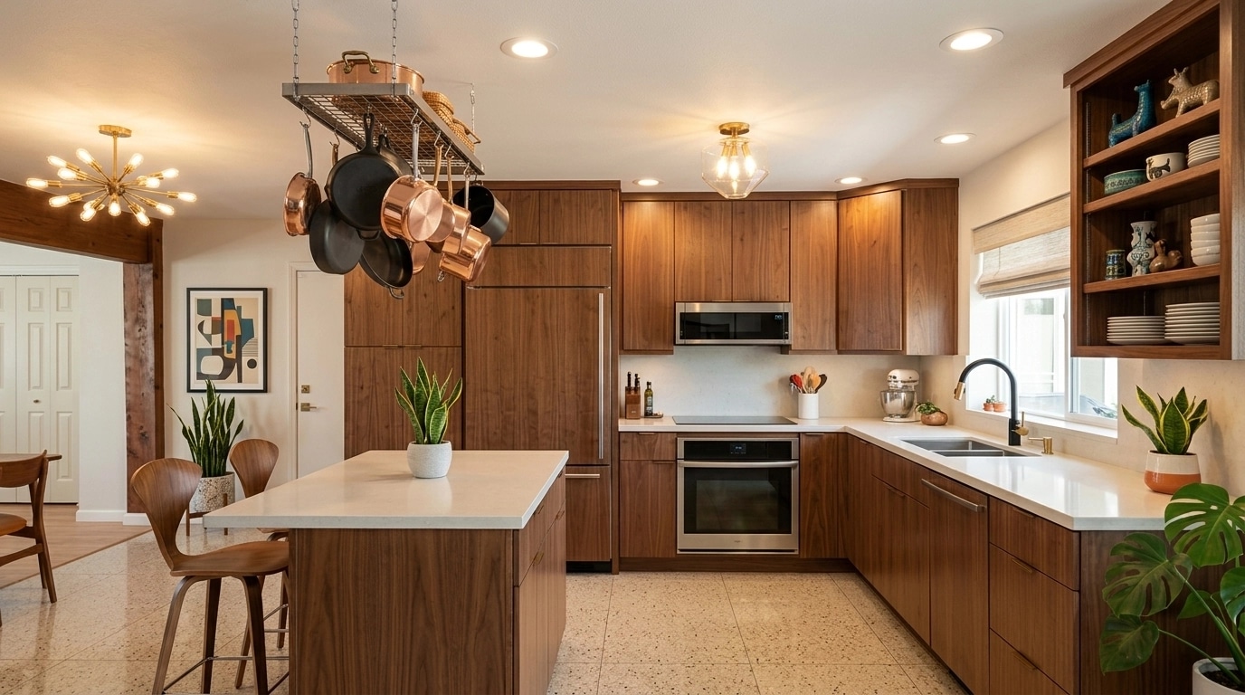 Interior design in Mid-Century Modern style — Kitchen by GenRoom AI