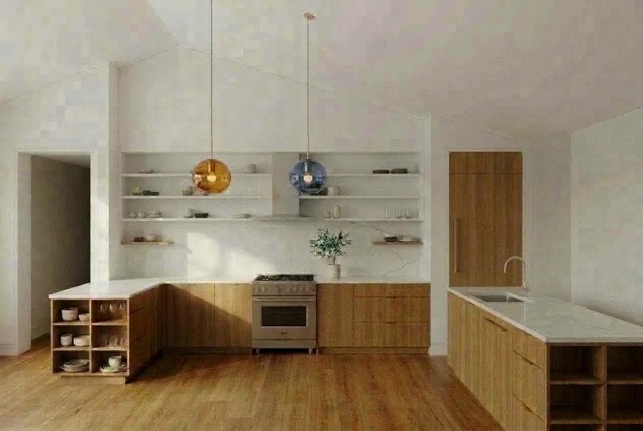 Kitchen interior in Scandinavian style — photo by GenRoom AI