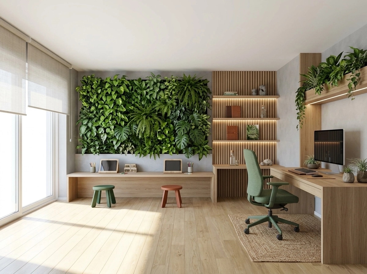 Office interior in Biophilic style — photo by GenRoom AI