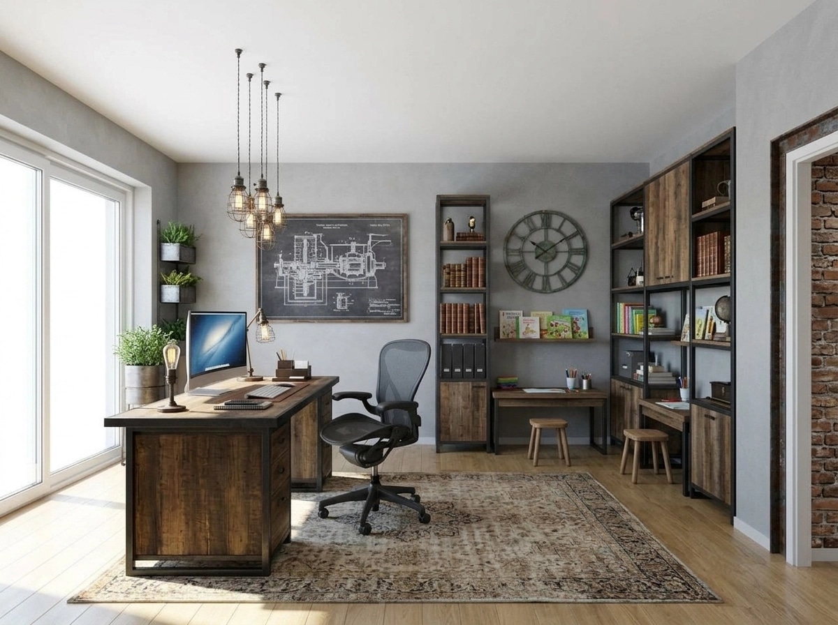 Office interior in Loft / Industrial style — photo by GenRoom AI