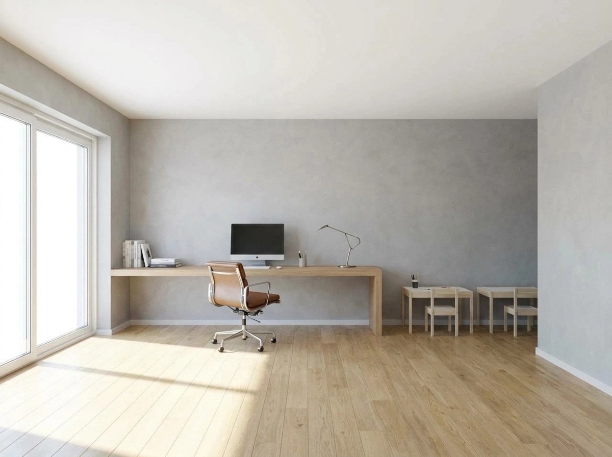 Office interior in Minimalism style — photo by GenRoom AI