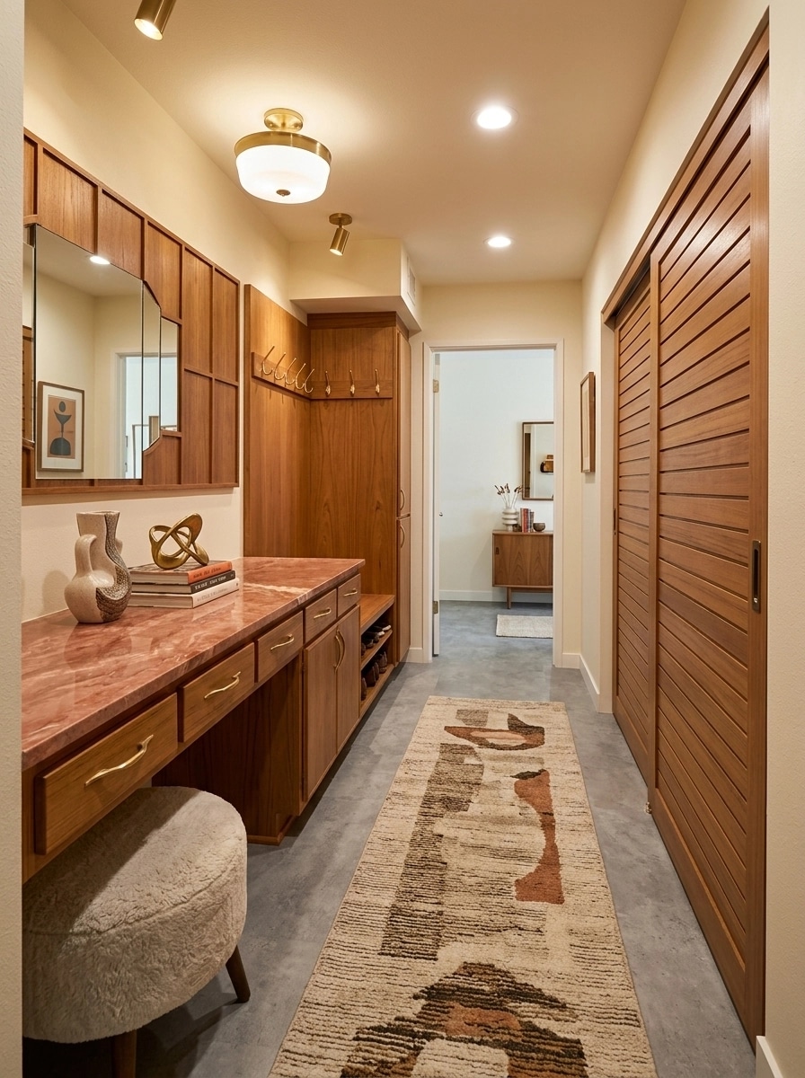 Hallway interior in Mid-Century Modern style — photo by GenRoom AI