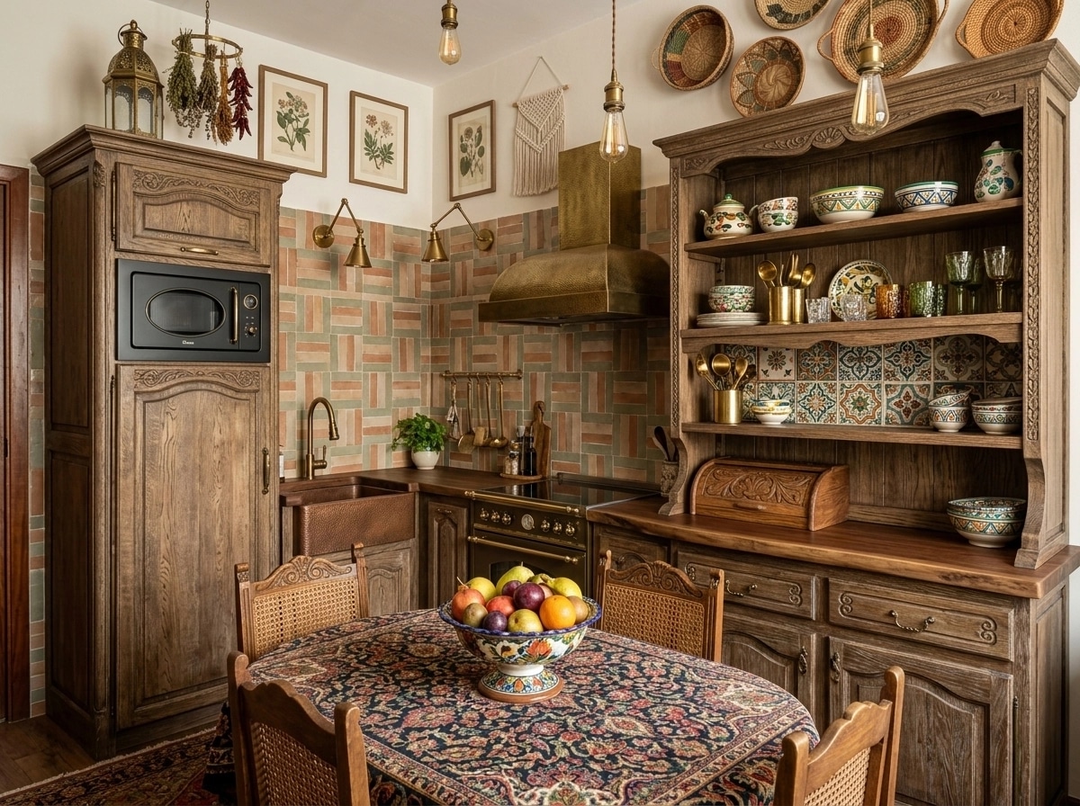 Kitchen interior in Bohemian style — photo by GenRoom AI
