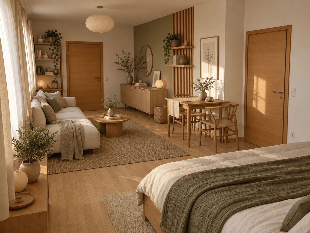 Design d'intérieur en style Japandi — studio par GenRoom AI