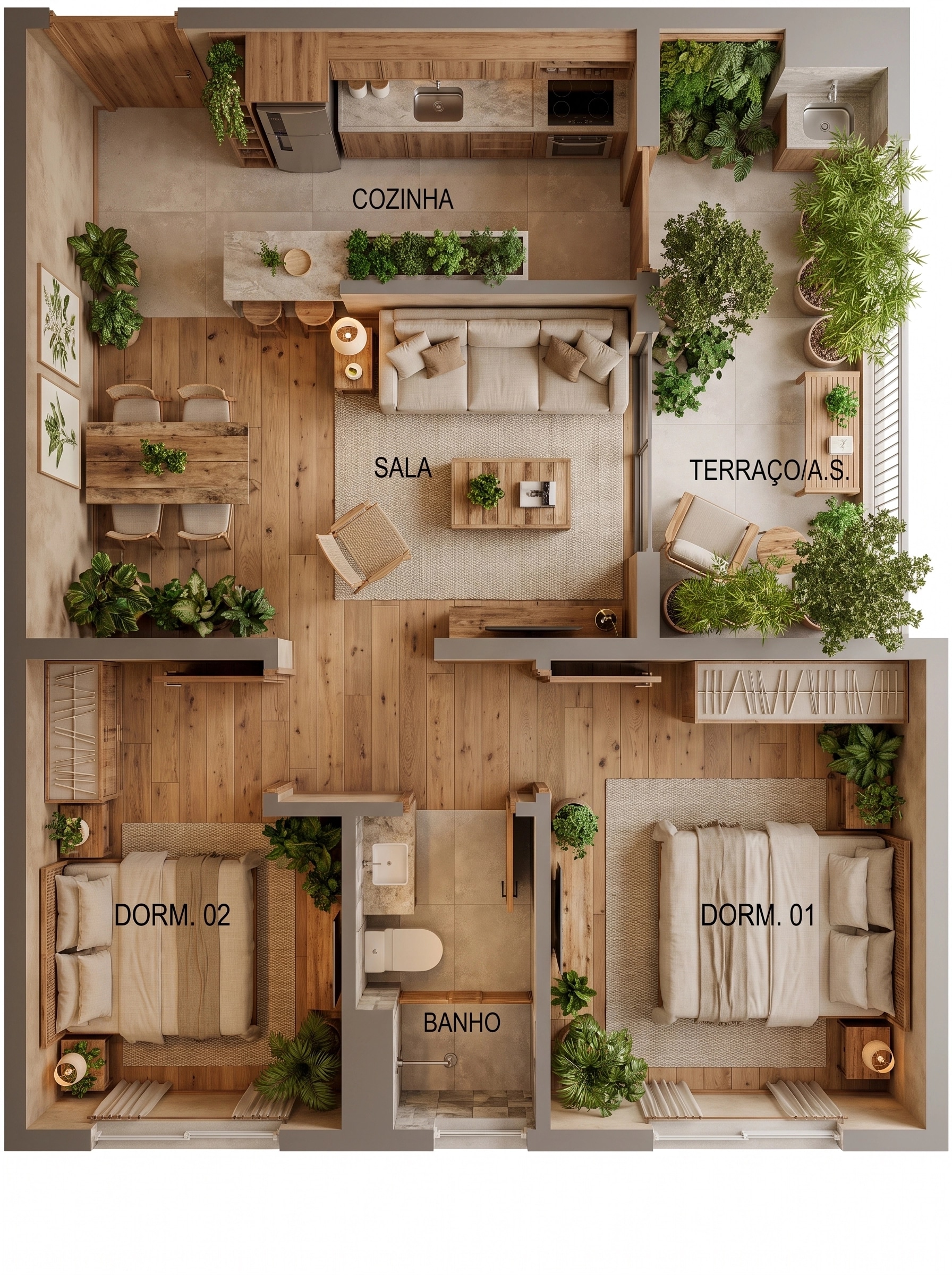 Interior design in Biophilic style — Living Room by GenRoom AI