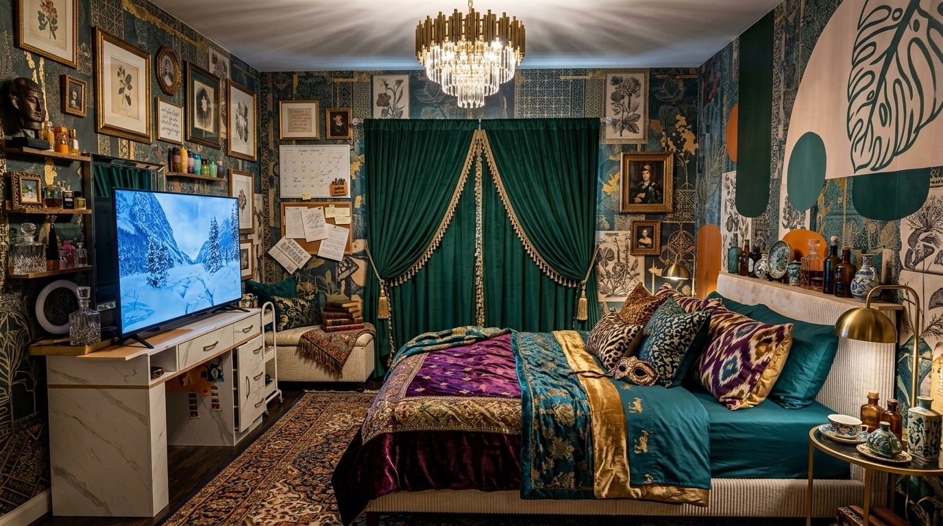 Maximalist Bedroom design — interior photo by GenRoom AI