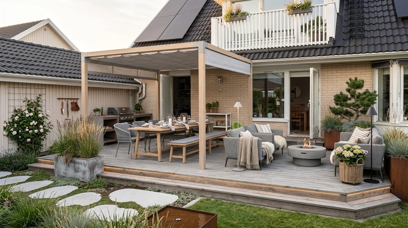 Landscape design in Scandinavian Garden style — Yard by GenRoom AI