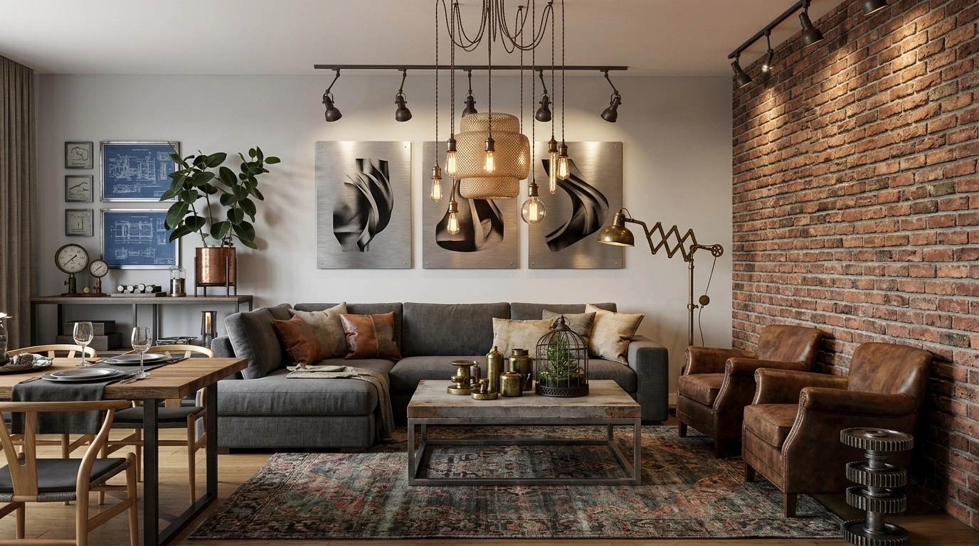 Interior design in Loft / Industrial style — Living Room by GenRoom AI