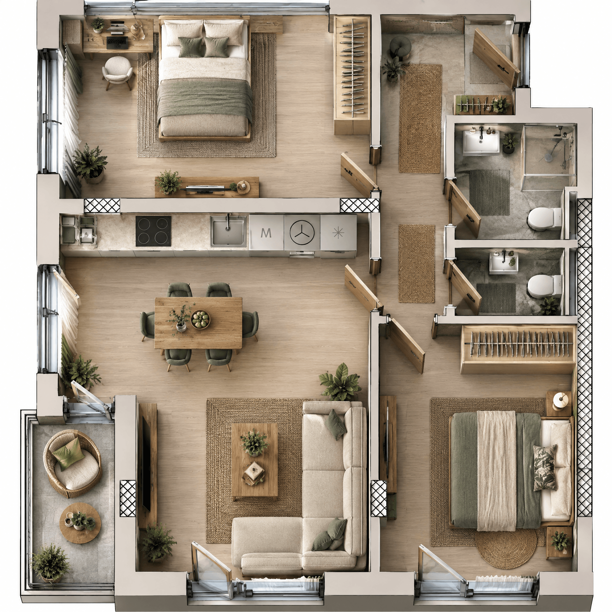 Biophilic Living Room design — interior photo by GenRoom AI