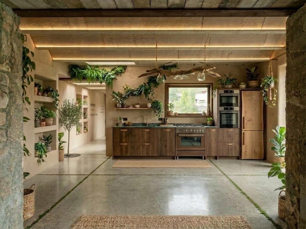 Kitchen interior in Biophilic style — photo by GenRoom AI