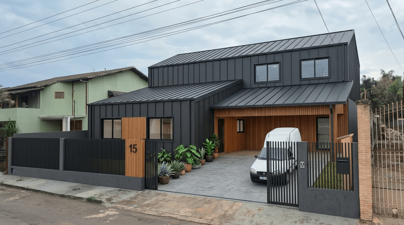 Facade design in Barnhouse Facade style — photo by GenRoom AI