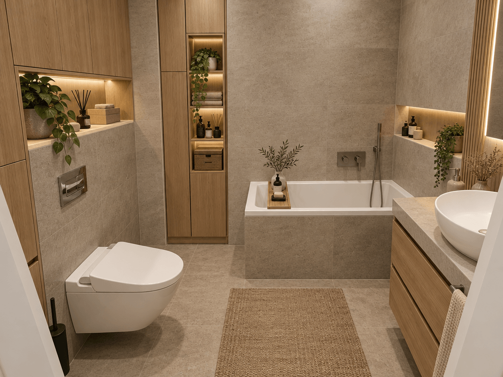 Design d'interni in stile Japandi — Bagno di GenRoom AI