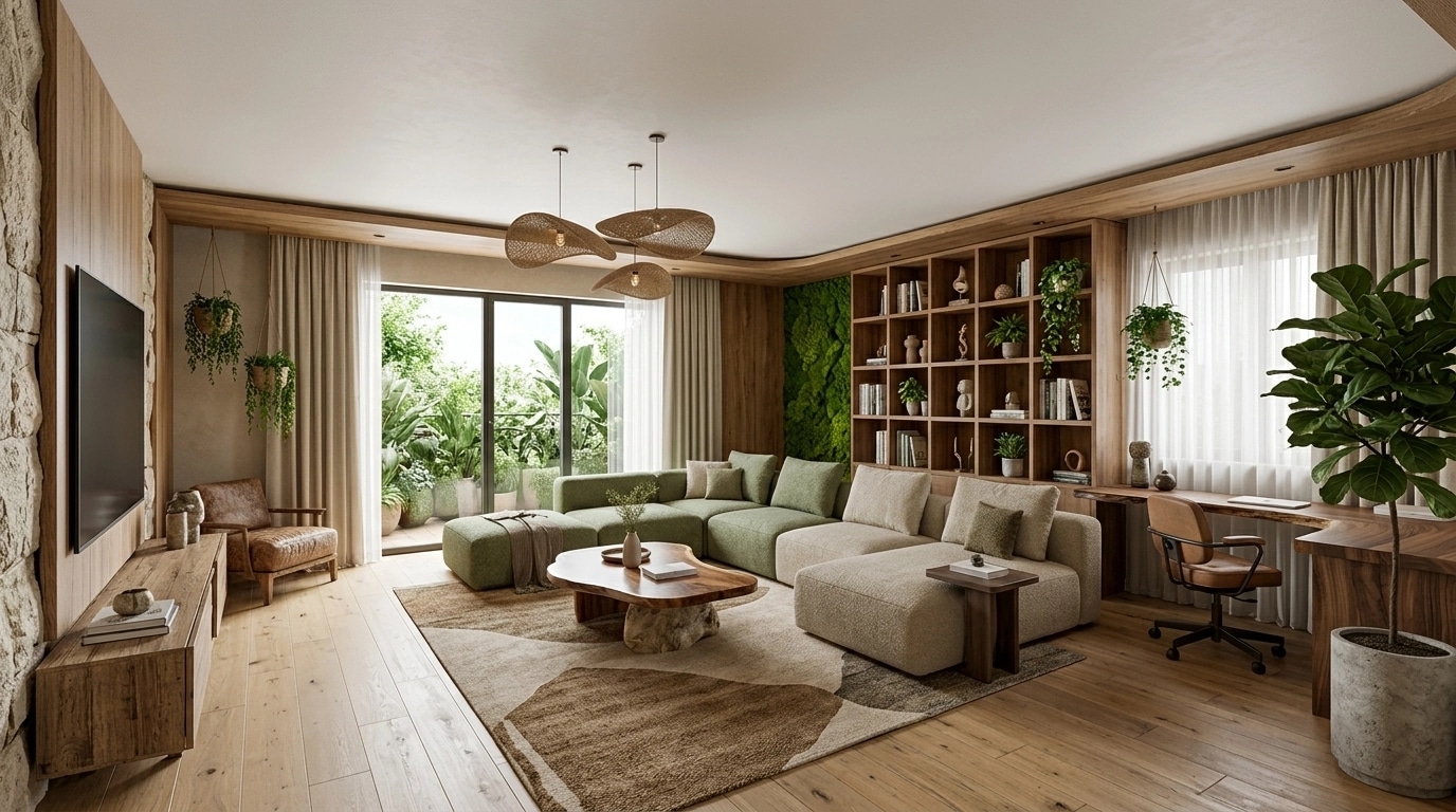Interior design in Biophilic style — Living Room by GenRoom AI