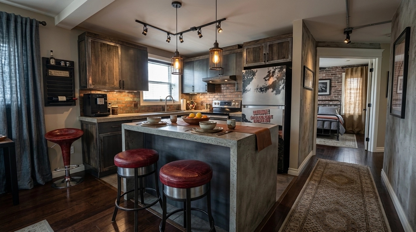 Kitchen interior in Loft / Industrial style — photo by GenRoom AI