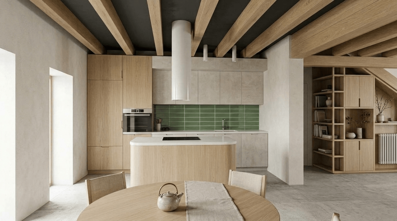 Kitchen interior in Scandinavian style — photo by GenRoom AI