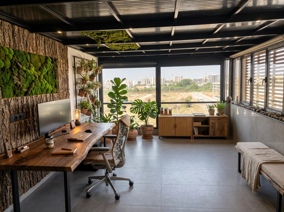 Office interior in Biophilic style — photo by GenRoom AI