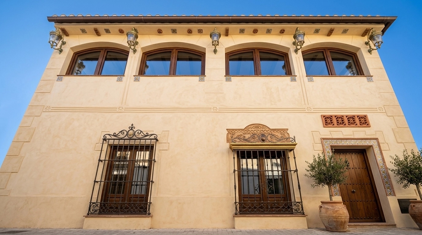 Diseño de fachada en estilo Mediterranean Facade — Fachada por GenRoom AI