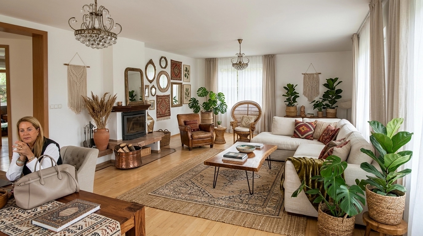 Interior design in Bohemian style — Living Room by GenRoom AI
