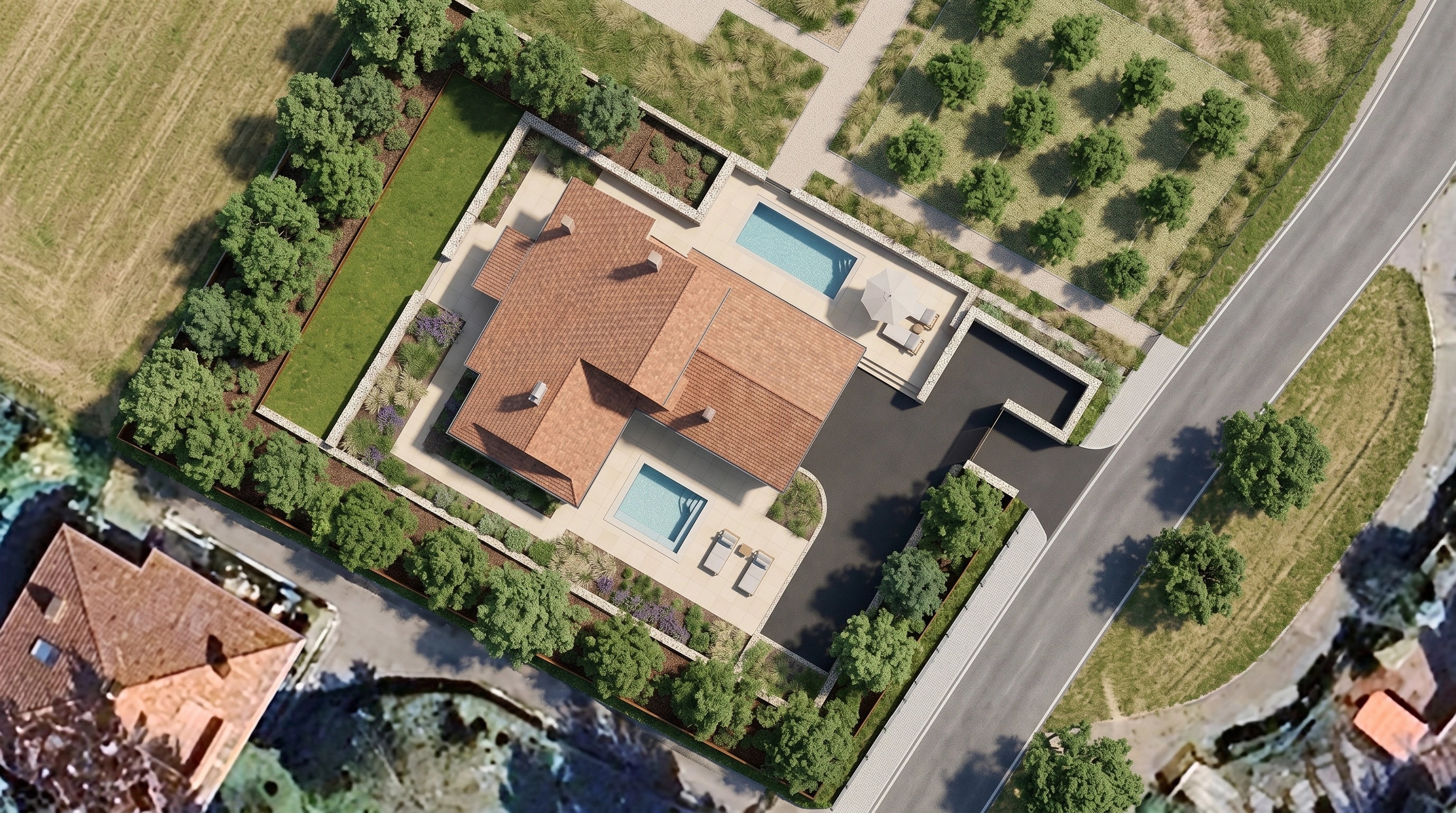 Landscape design in Minimalist Yard style — Yard by GenRoom AI