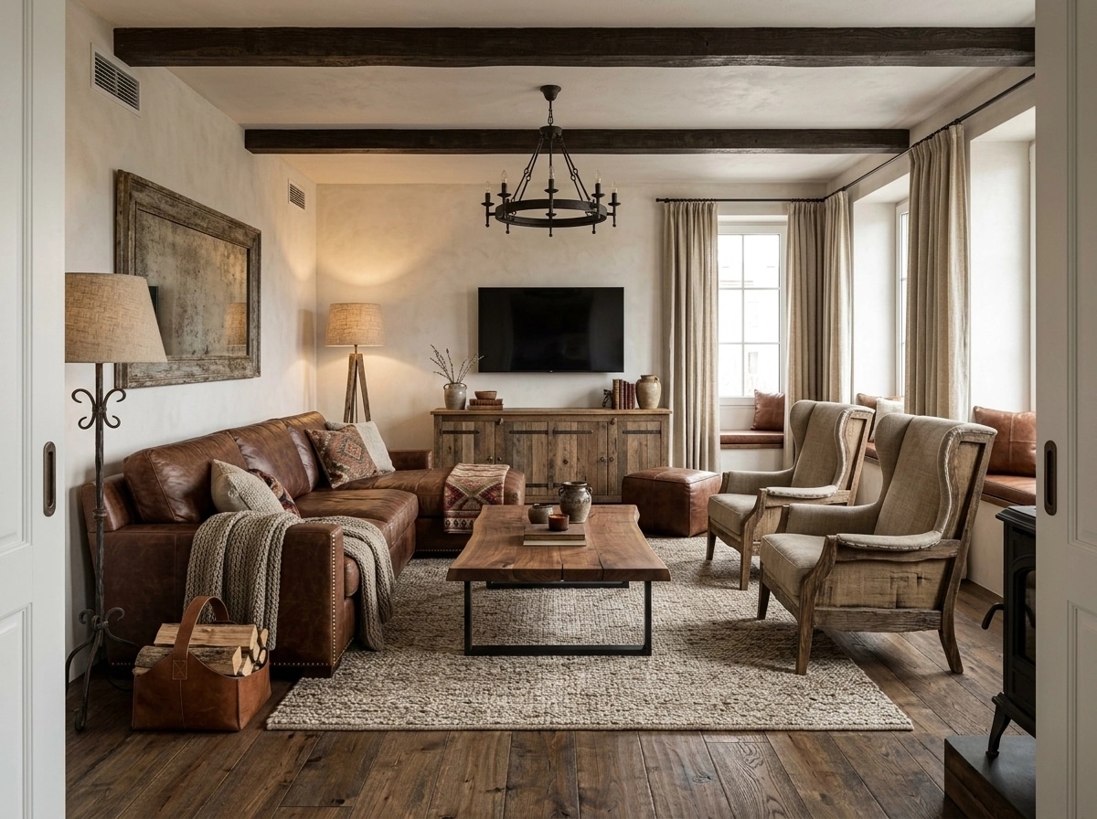 Interior design in Rustic style — Living Room by GenRoom AI