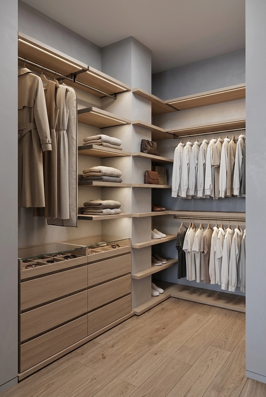 Interior design in Minimalism style — wardrobe by GenRoom AI