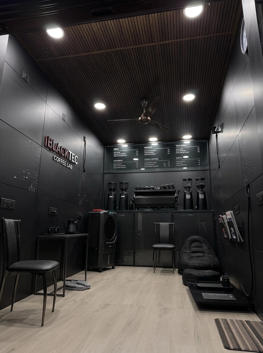 Interior design in Blacktec style — cafe by GenRoom AI