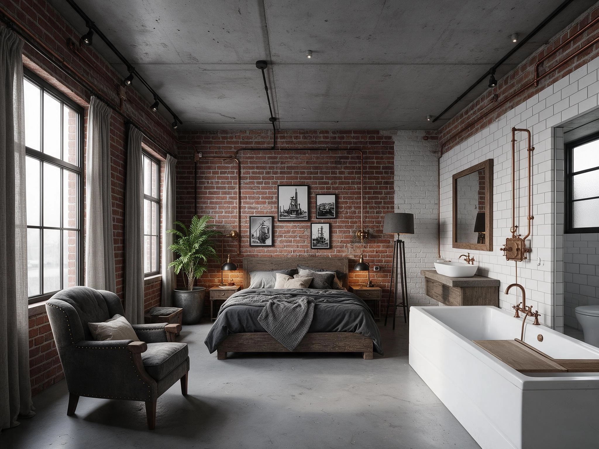 Interior design in Loft / Industrial style — Bedroom by GenRoom AI