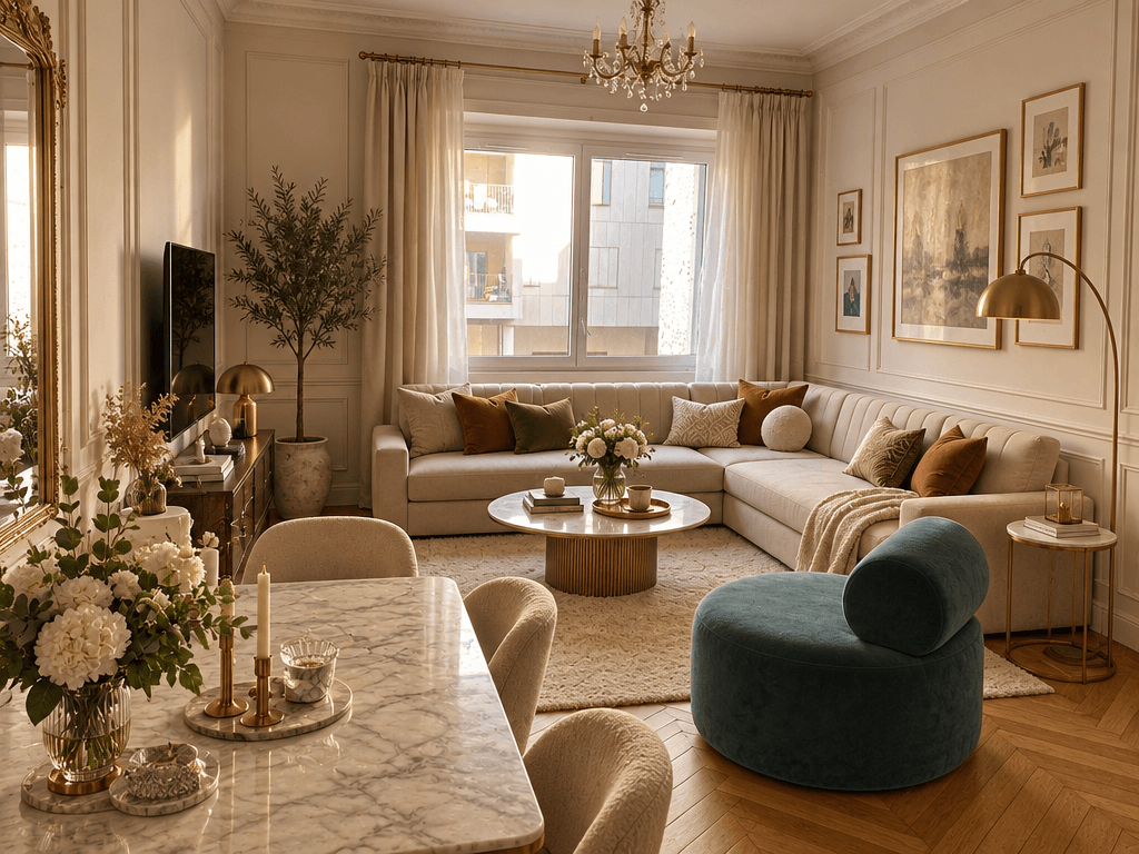 French Parisian Living Room design — interior photo by GenRoom AI