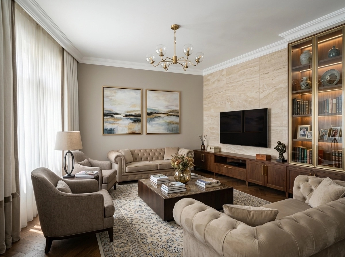 Transitional Living Room design — interior photo by GenRoom AI