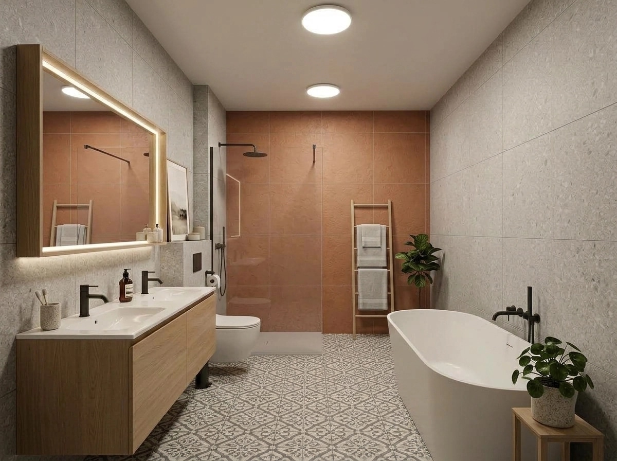 Bathroom interior in Scandinavian style — photo by GenRoom AI