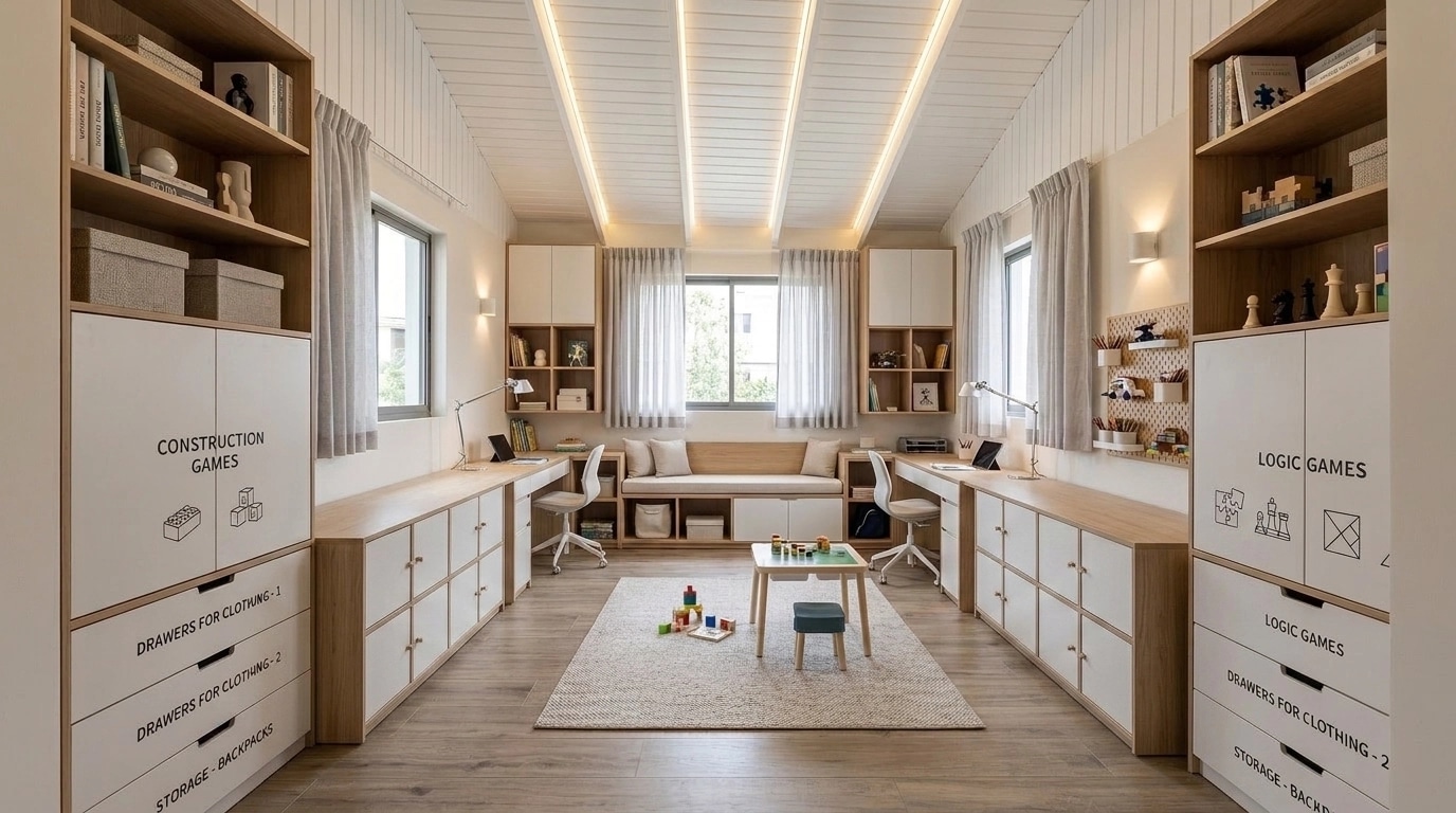 Contemporary Kids Room design — interior photo by GenRoom AI