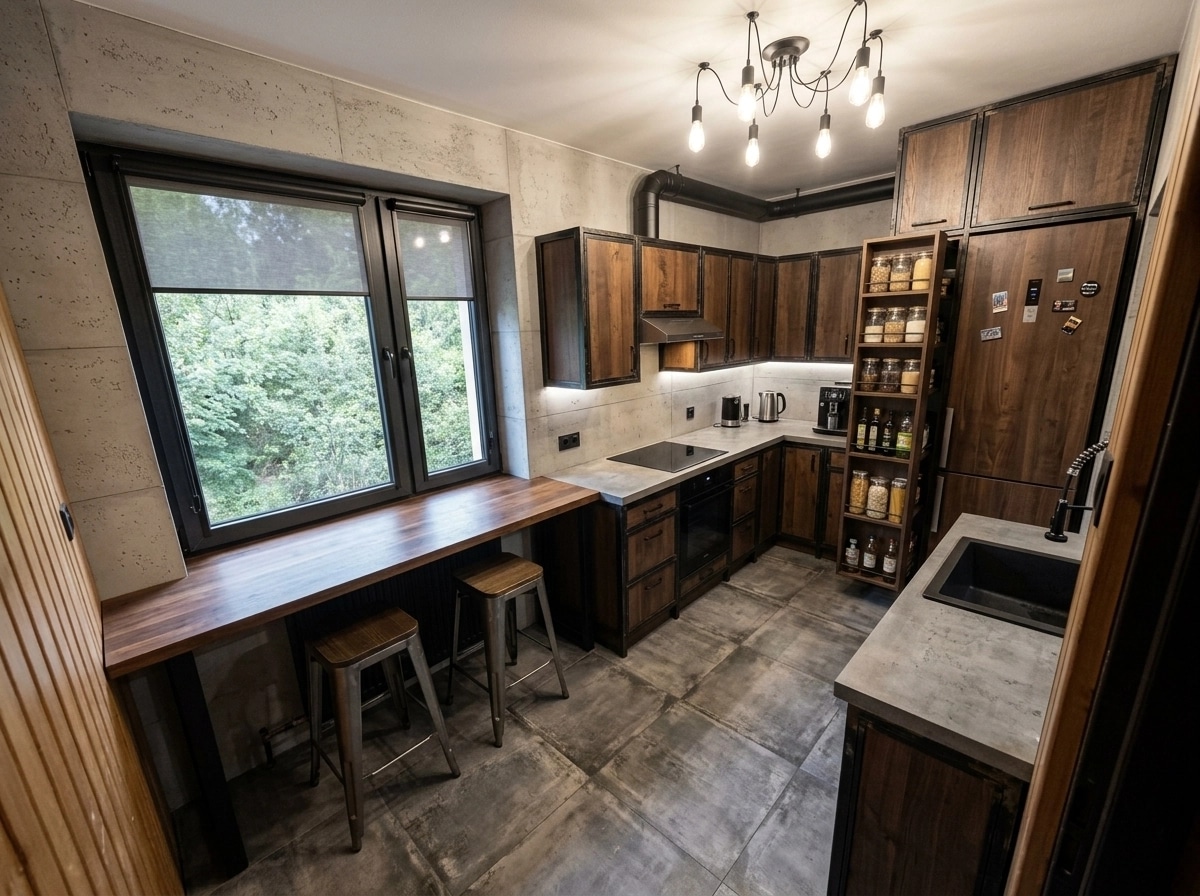 Kitchen interior in Loft / Industrial style — photo by GenRoom AI