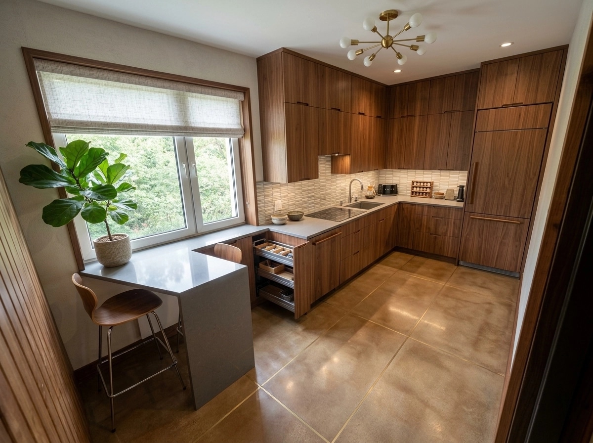 Kitchen interior in Mid-Century Modern style — photo by GenRoom AI