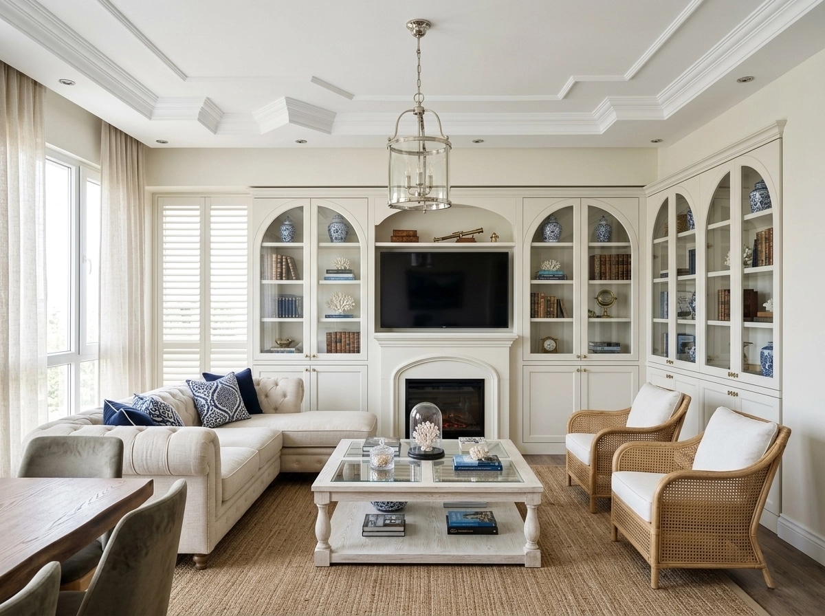 Interior design in Coastal / Hamptons style — Living Room by GenRoom AI