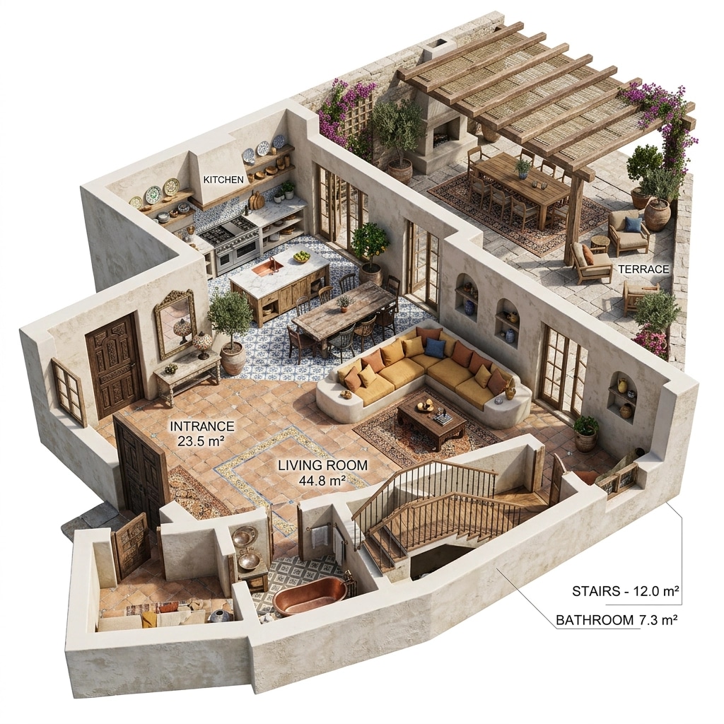 Interior design in Mediterranean style — Living Room by GenRoom AI