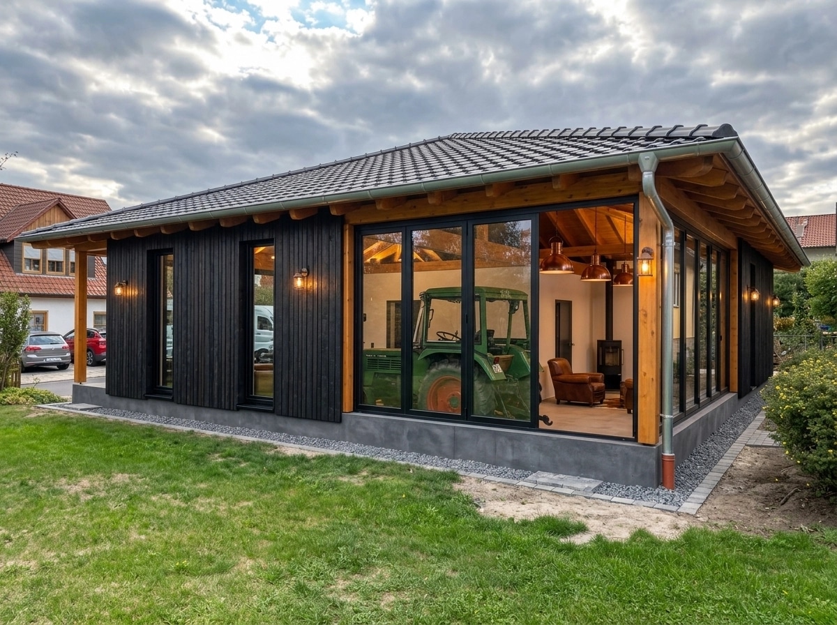 Facade design in Barnhouse Facade style — photo by GenRoom AI