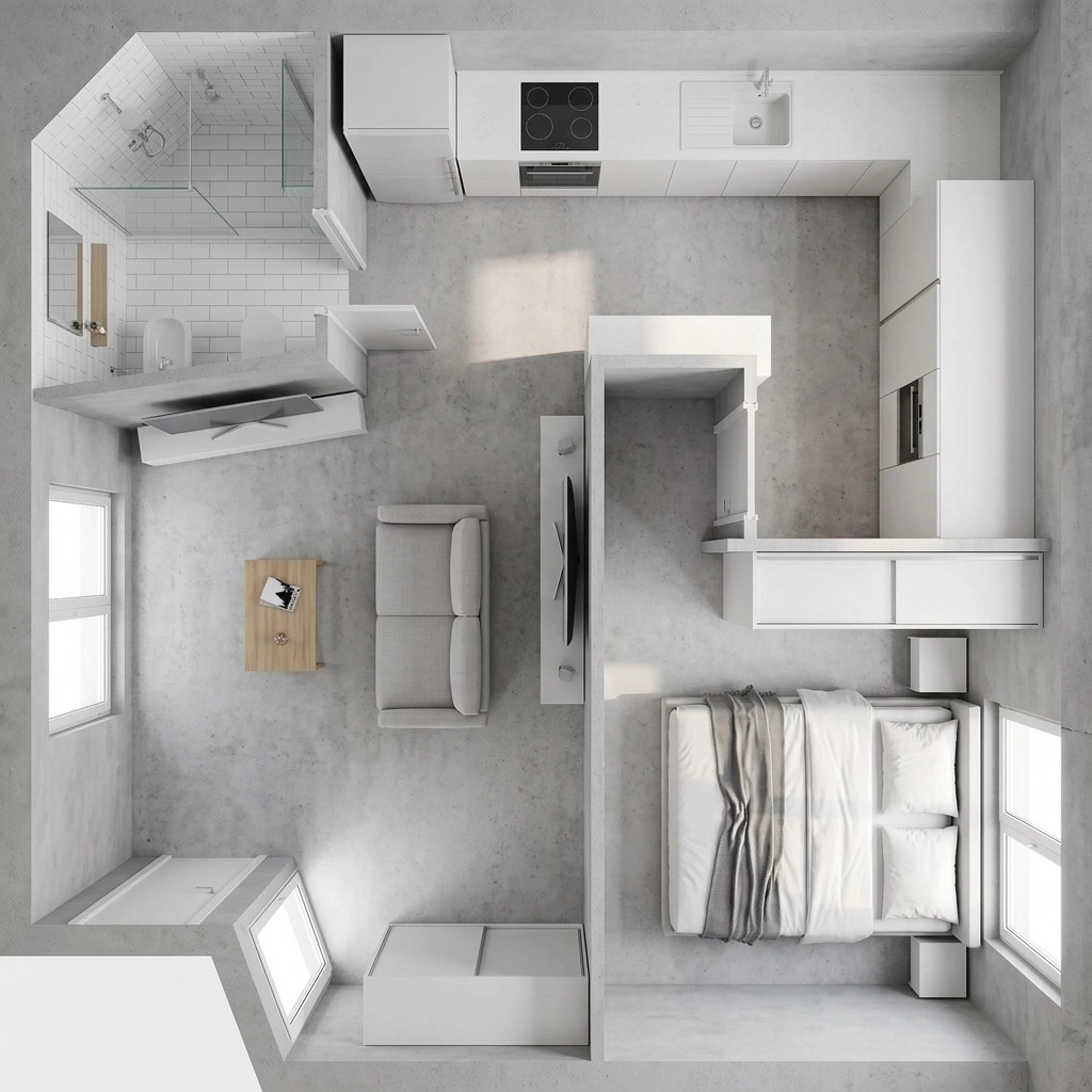 Interior design in Minimalism style — Living Room by GenRoom AI