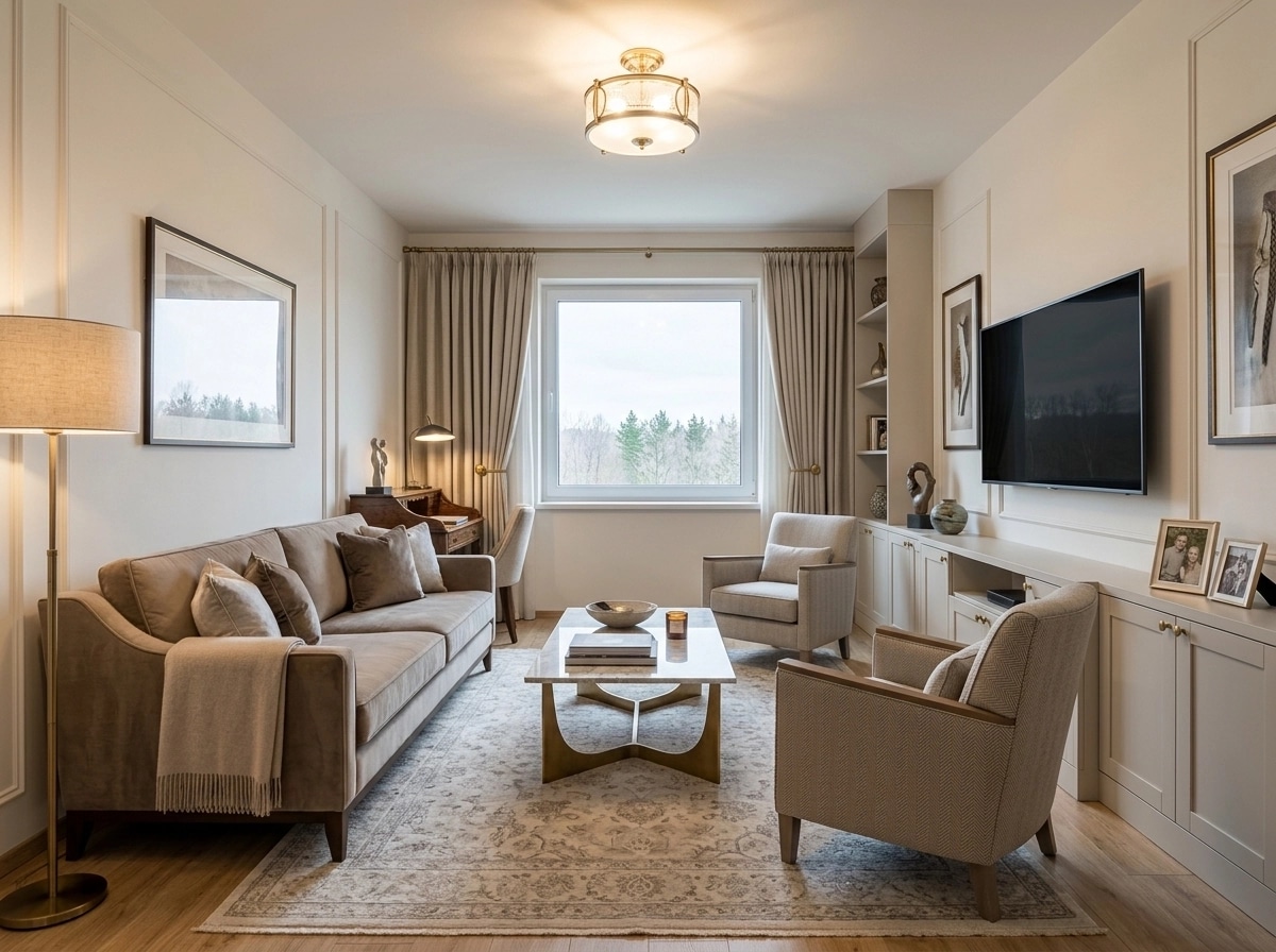 Transitional Living Room design — interior photo by GenRoom AI